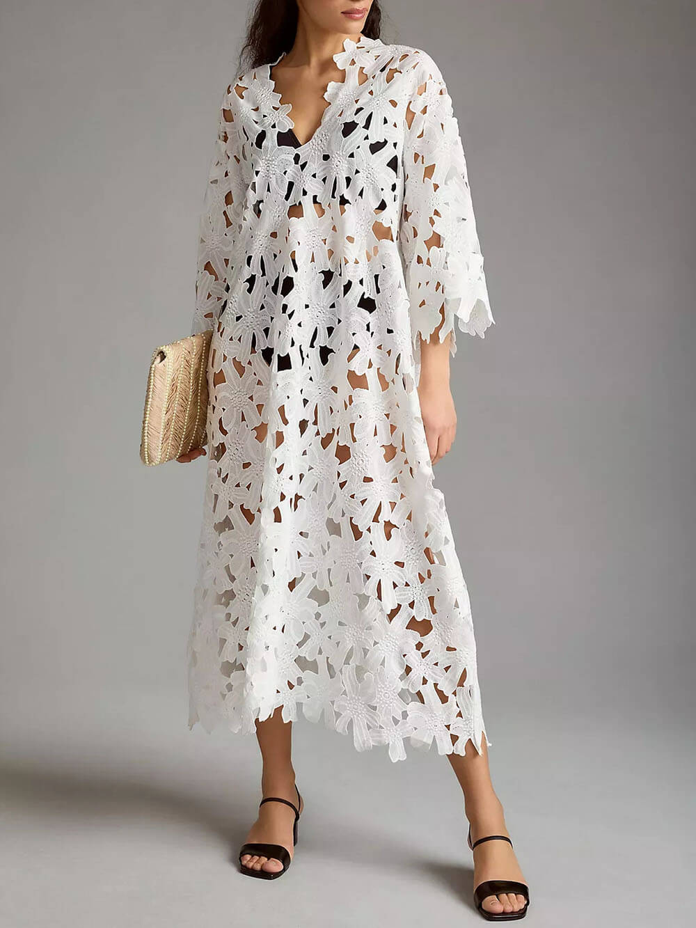 Cover Up – Midi-Strandkleid aus Spitze