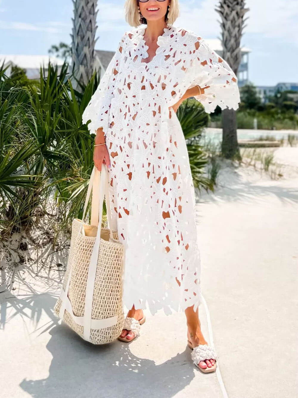 Cover Up – Midi-Strandkleid aus Spitze