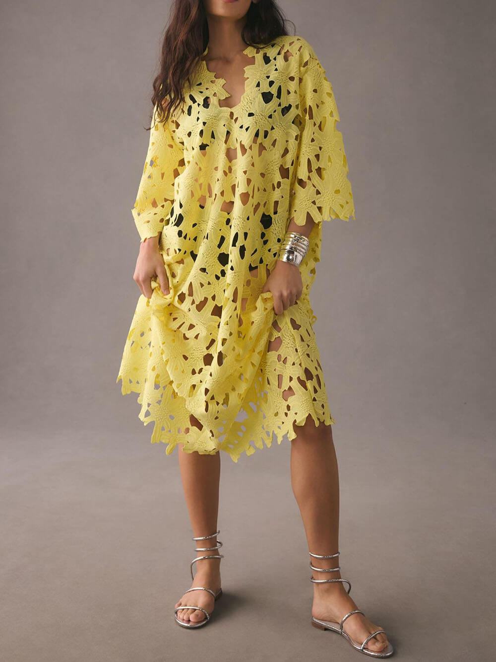 Cover Up – Midi-Strandkleid aus Spitze
