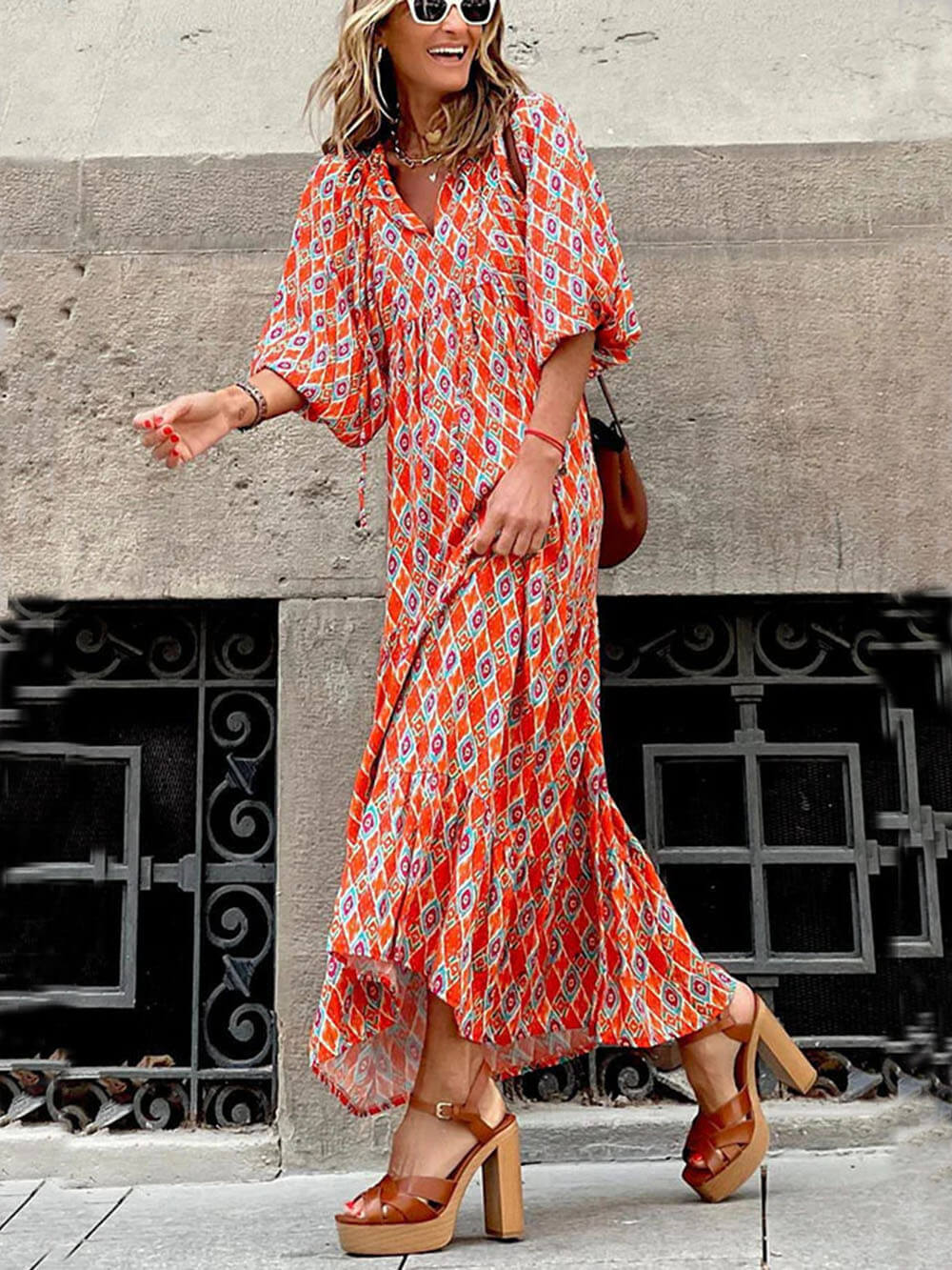 Maxikleid mit Bohemien-Print