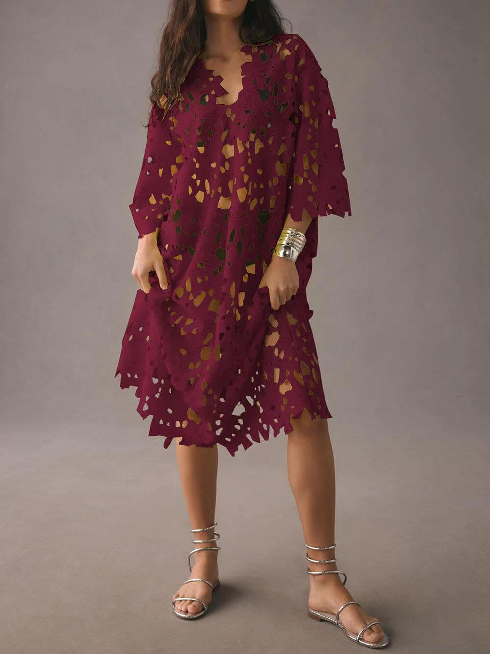 Cover Up – Midi-Strandkleid aus Spitze