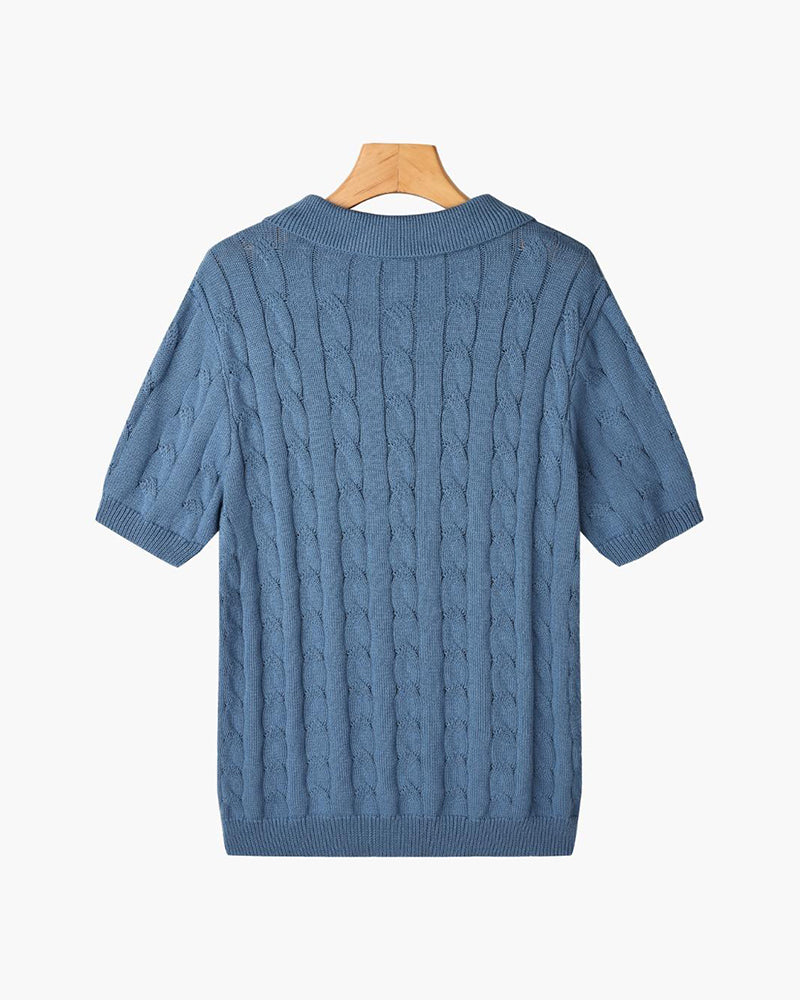 Poloshirt mit Zopfmuster