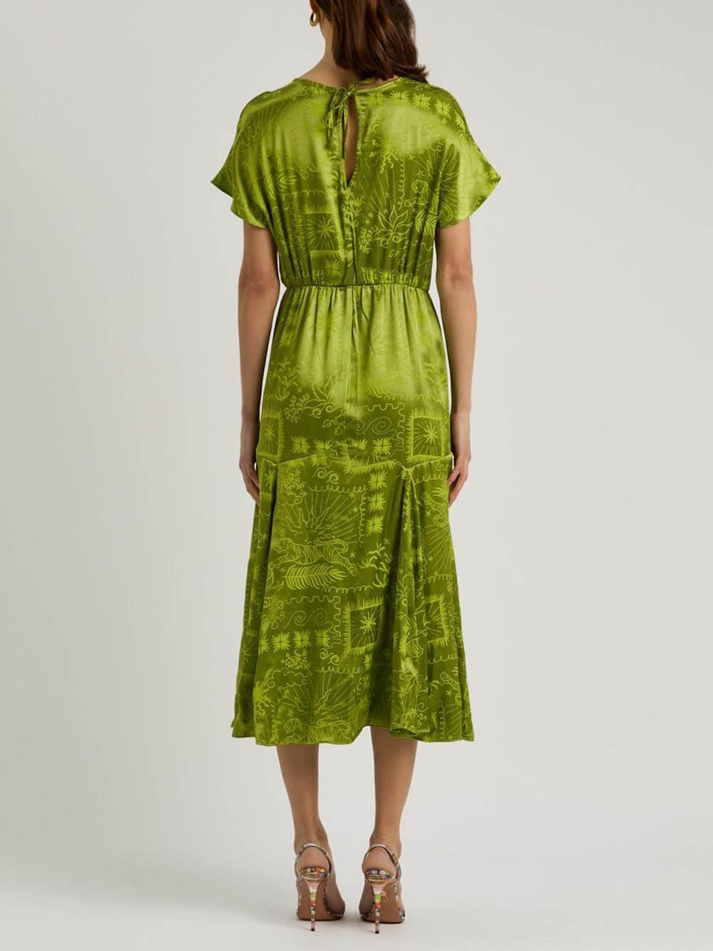Elegantes Satin-Midikleid mit einzigartigem Jacquard-Print