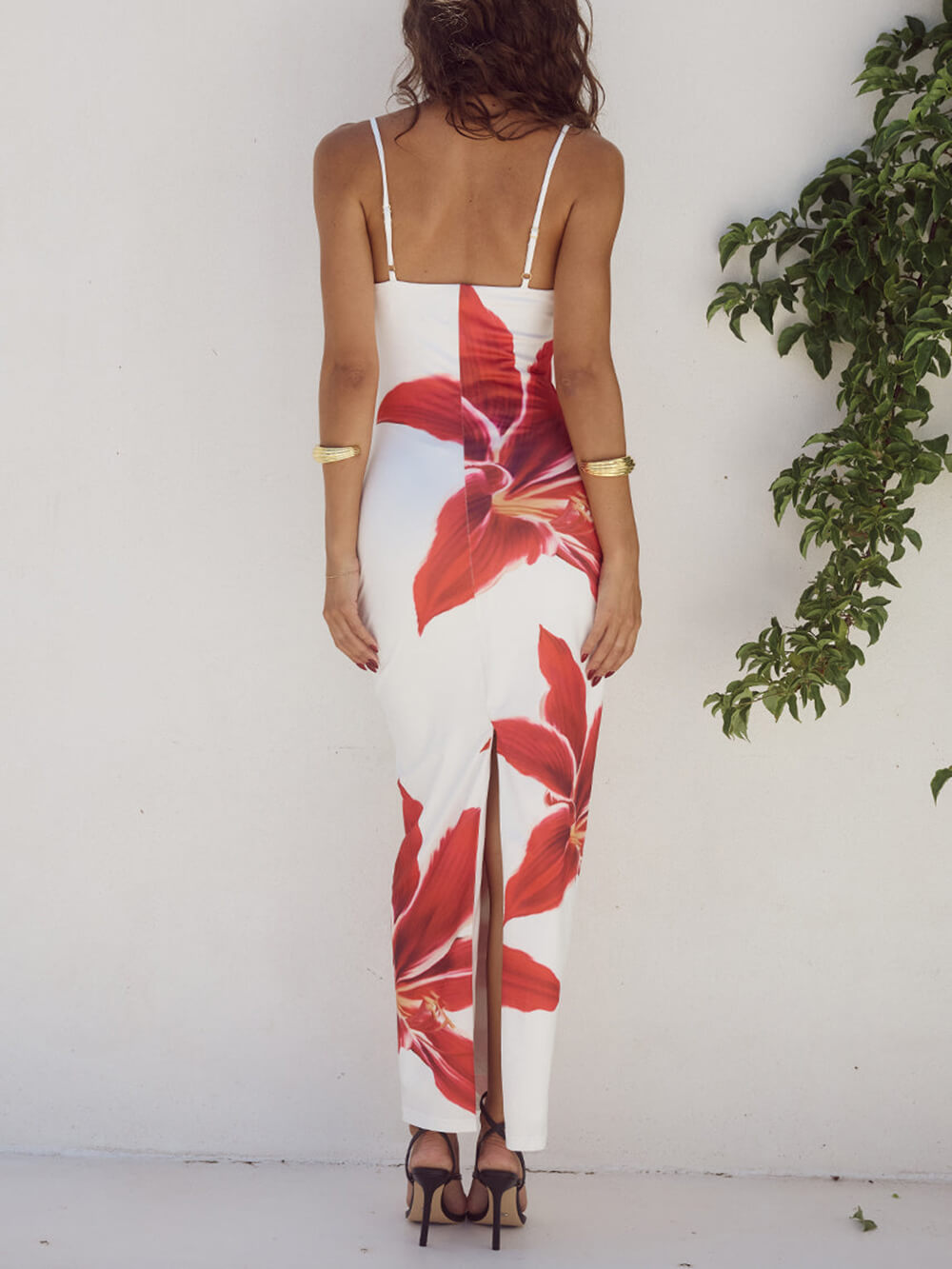 Abstraktes, unvergessliches Maxikleid mit Blumendruck