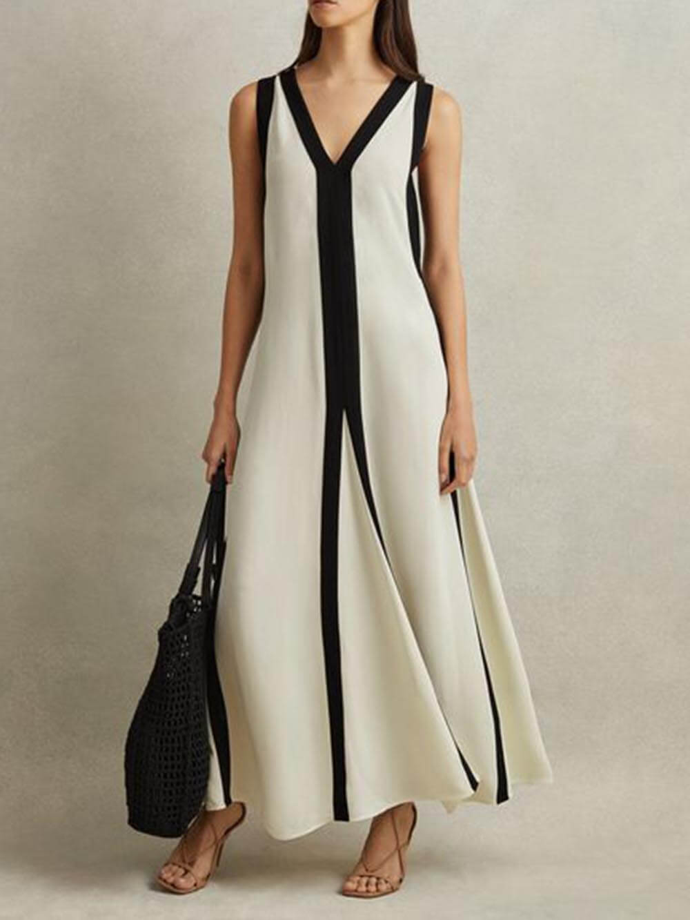 Maxikleid in A-Linie im Colorblock-Wendestil