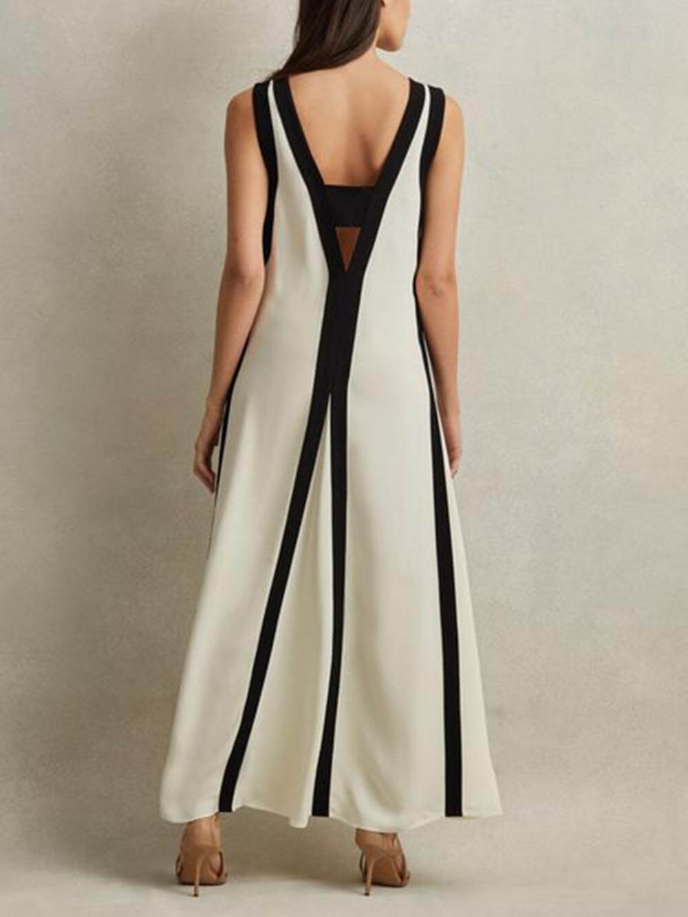 Maxikleid in A-Linie im Colorblock-Wendestil