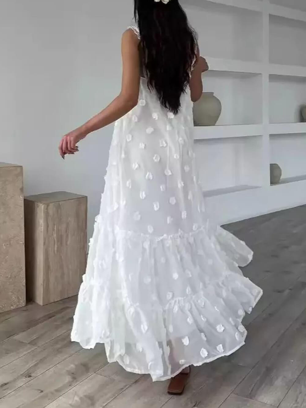 Hübsches, lockeres Maxikleid in A-Linie mit Blumendekor