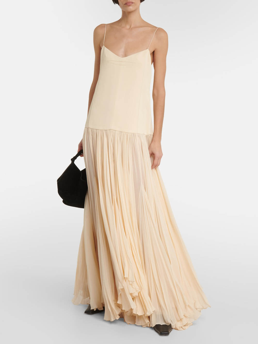 Kleid mit unregelmäßiger Taille und Riemchen