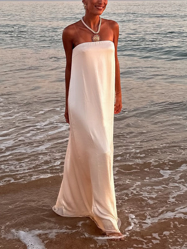 Elegantes Satin-Abendkleid-Maxikleid