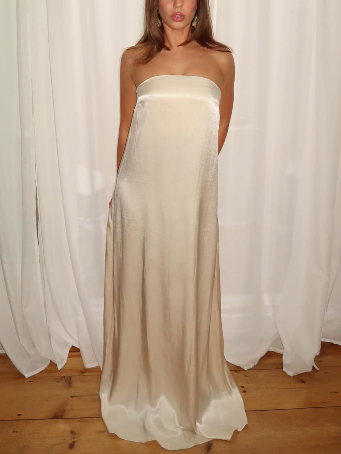 Elegantes Satin-Abendkleid-Maxikleid