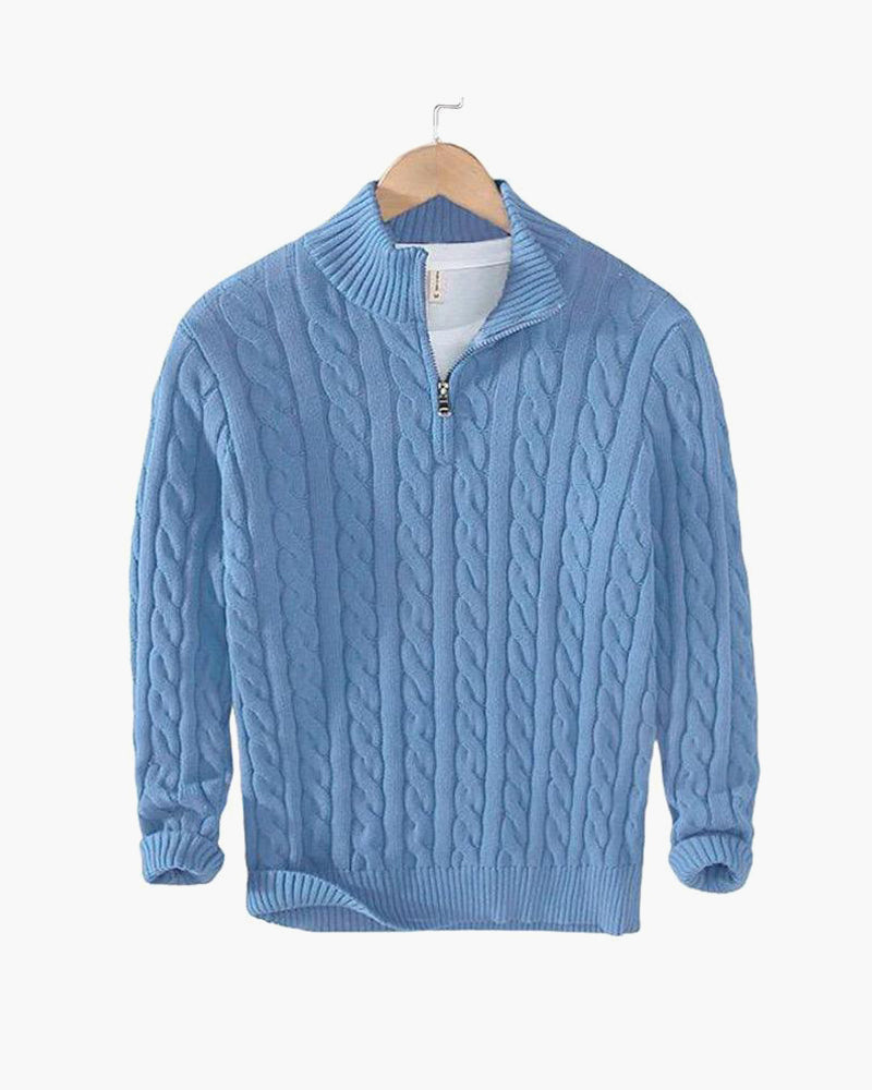 Pullover mit Reißverschluss und Zopfmuster