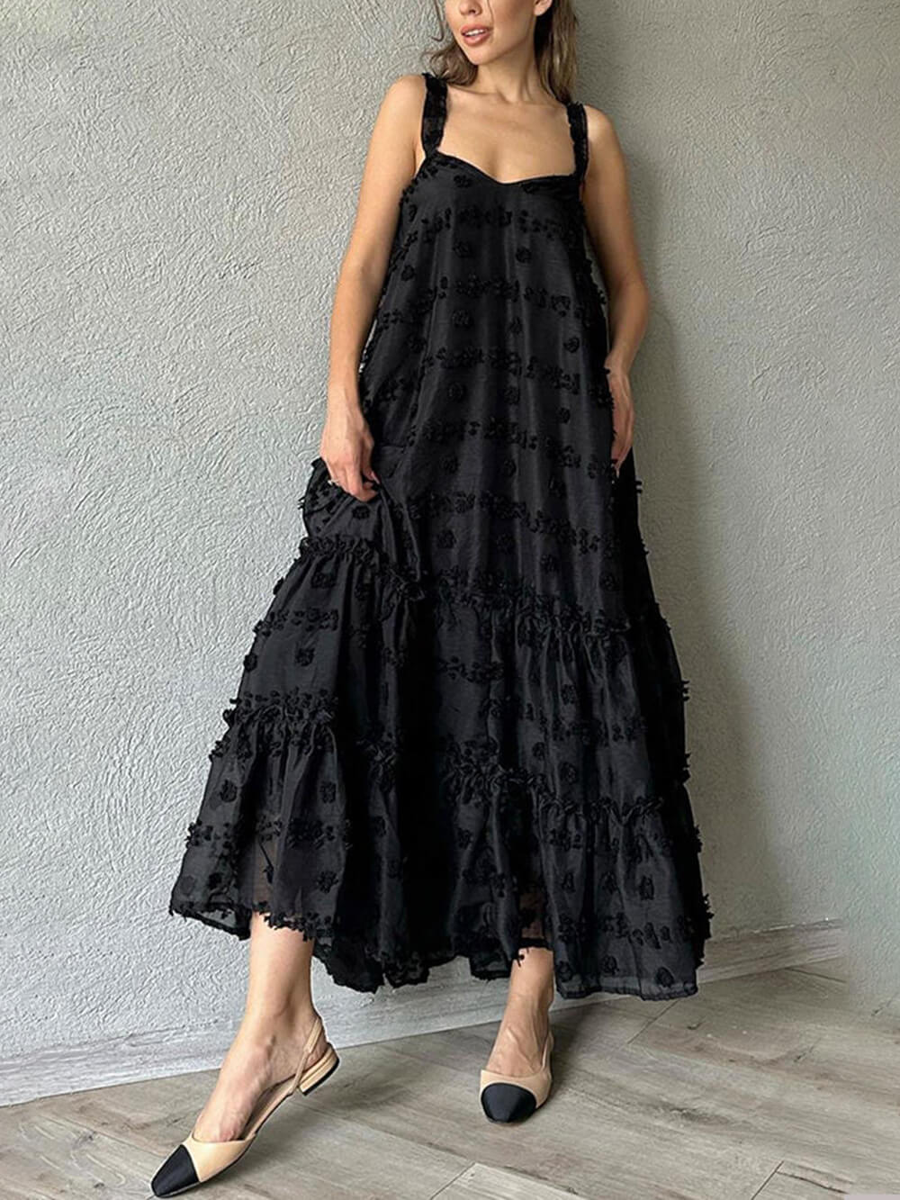 Hübsches, lockeres Maxikleid in A-Linie mit Blumendekor