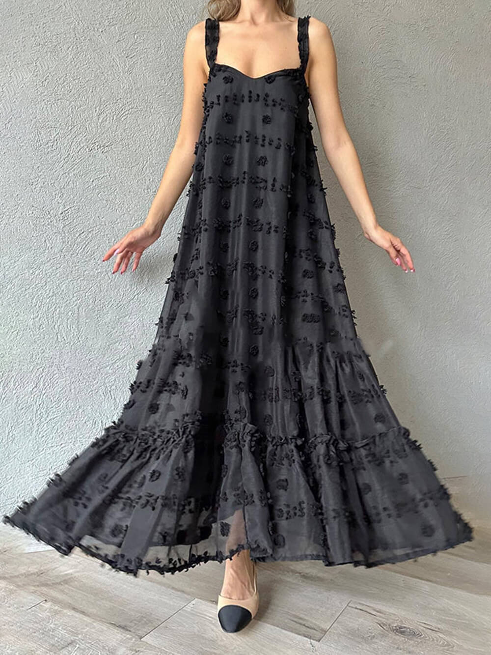 Hübsches, lockeres Maxikleid in A-Linie mit Blumendekor