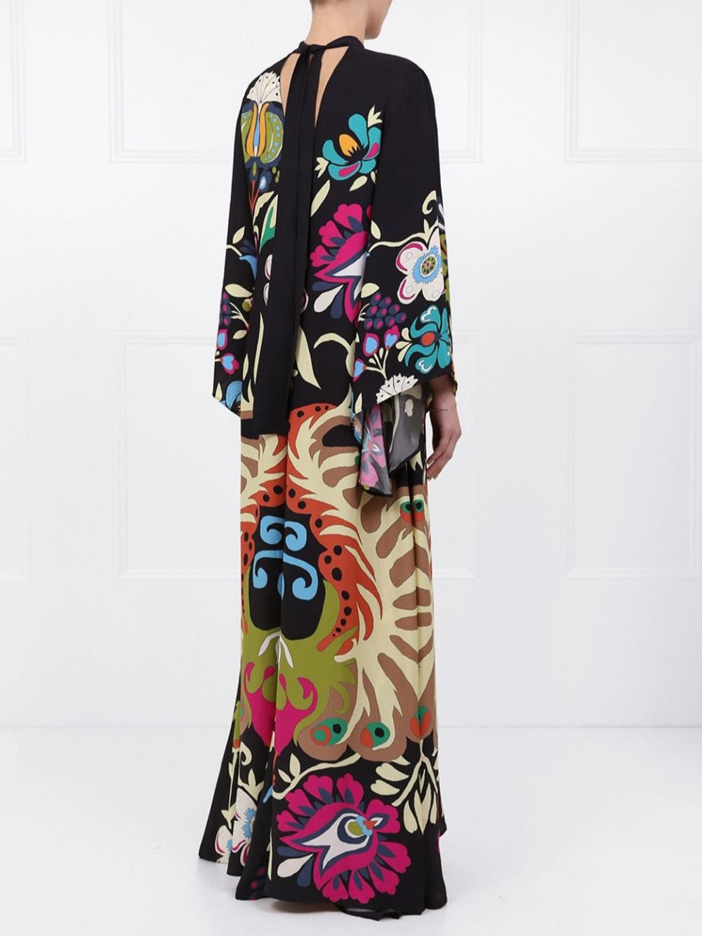 Maxikleid mit Pfauenmuster