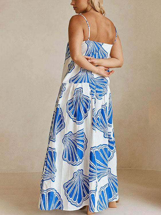 Lässiges Maxikleid mit Muschel-Print für den Urlaub