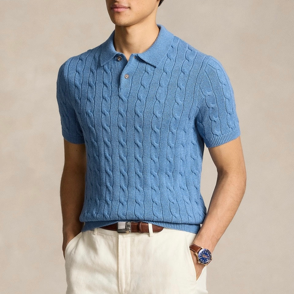 Poloshirt mit Zopfmuster