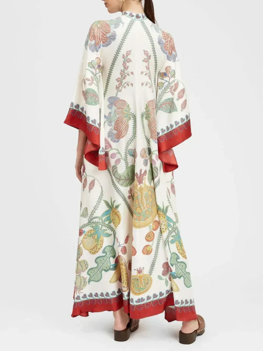 Maxikleid mit handplatziertem Ebenholz-Print