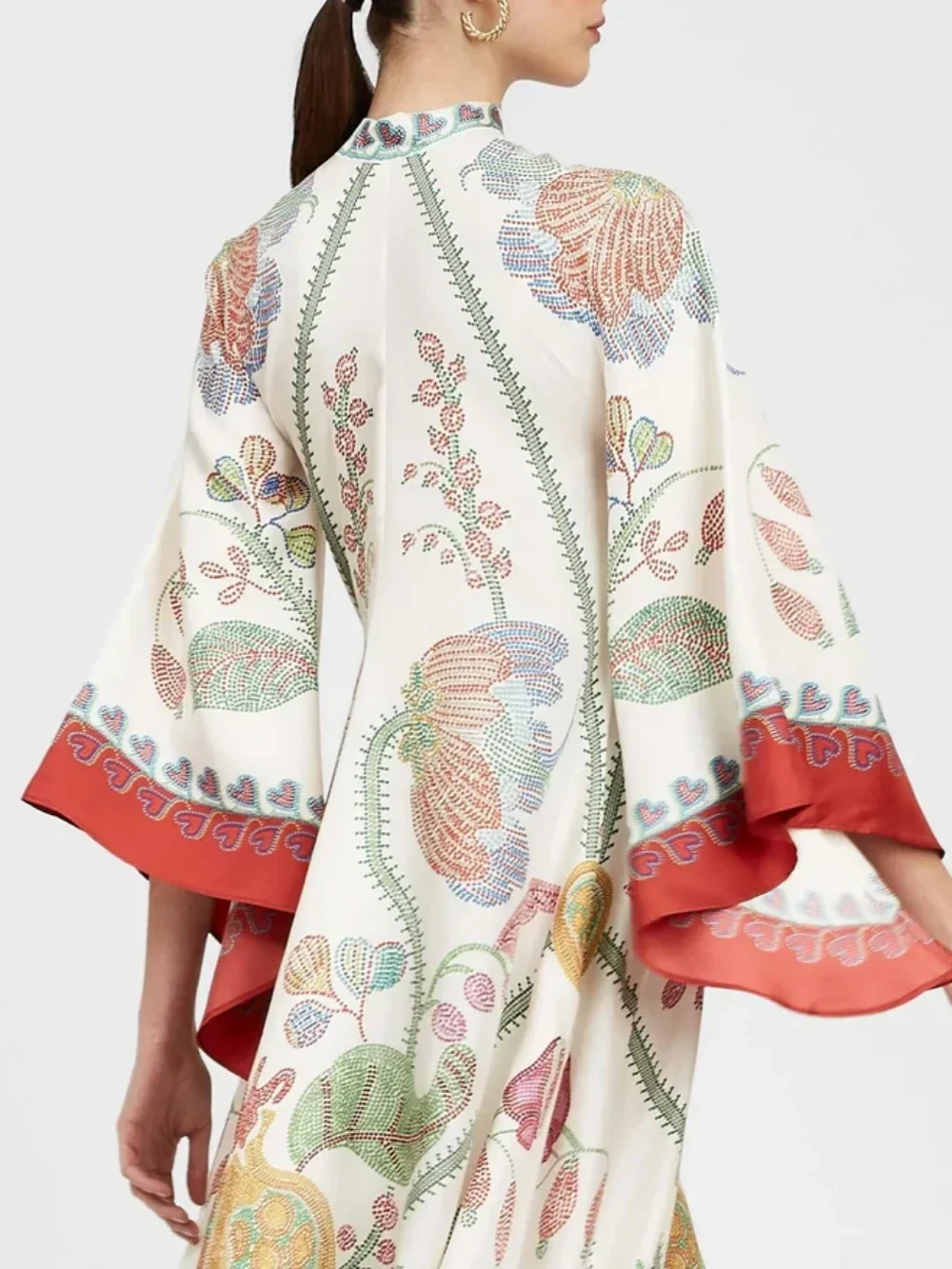 Maxikleid mit handplatziertem Ebenholz-Print