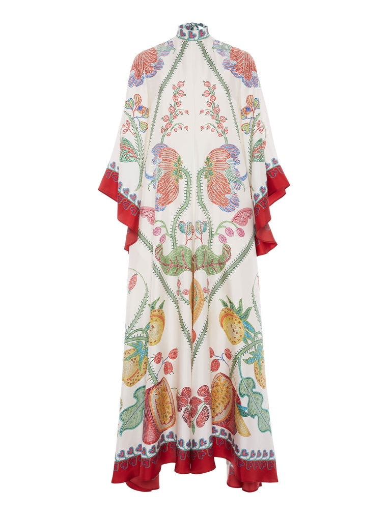 Maxikleid mit handplatziertem Ebenholz-Print