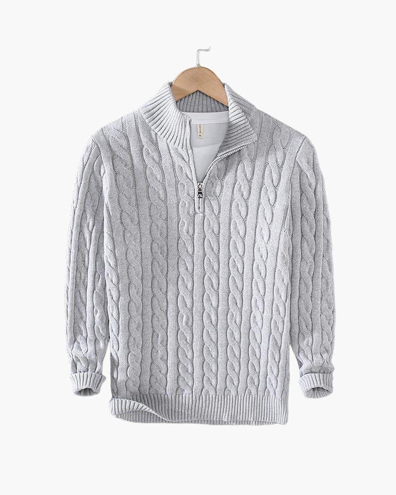 Pullover mit Reißverschluss und Zopfmuster