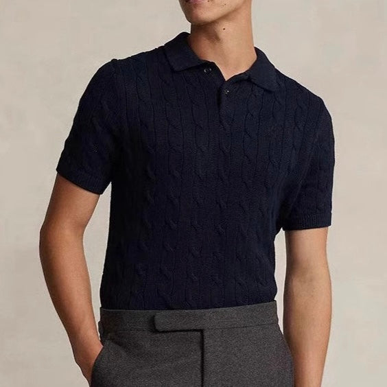 Poloshirt mit Zopfmuster