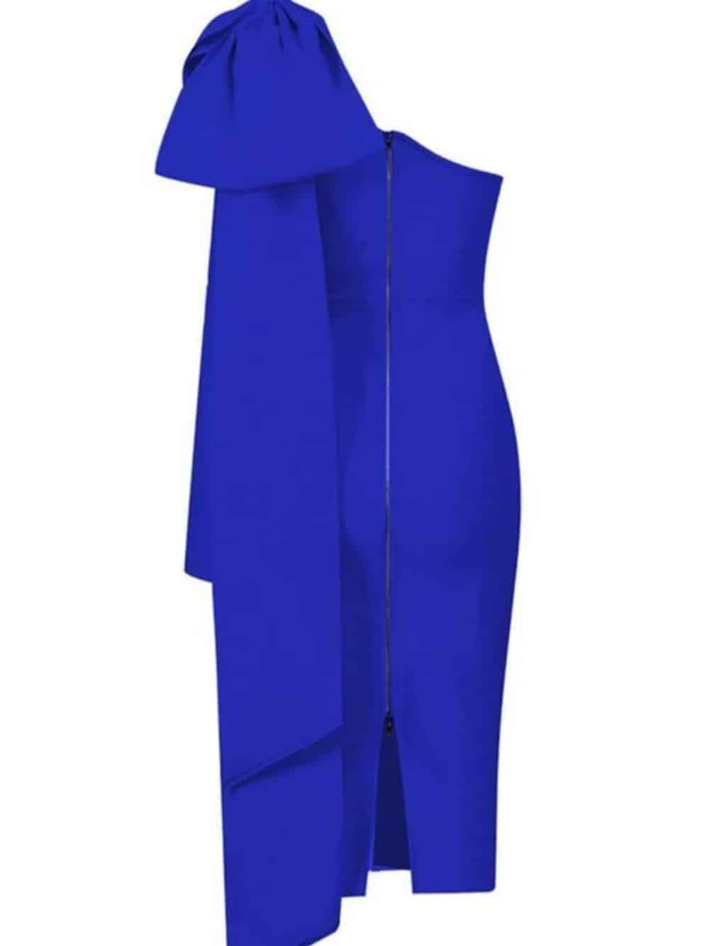 Abbey – Blaues One-Shoulder-Bandage-Kleid