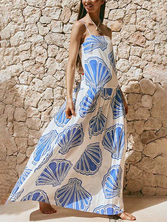 Lässiges Maxikleid mit Muschel-Print für den Urlaub