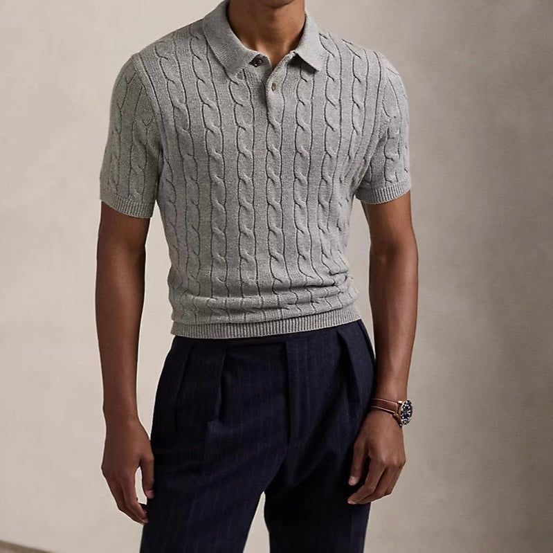 Poloshirt mit Zopfmuster