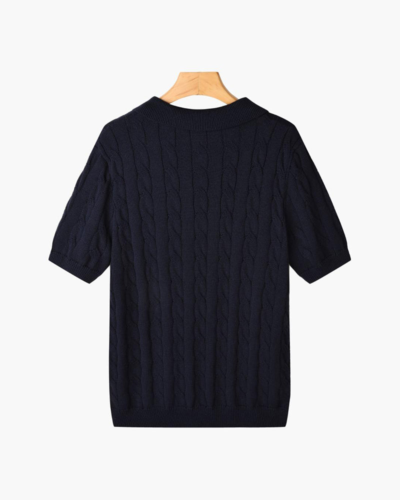 Poloshirt mit Zopfmuster