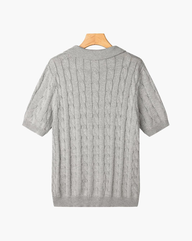 Poloshirt mit Zopfmuster