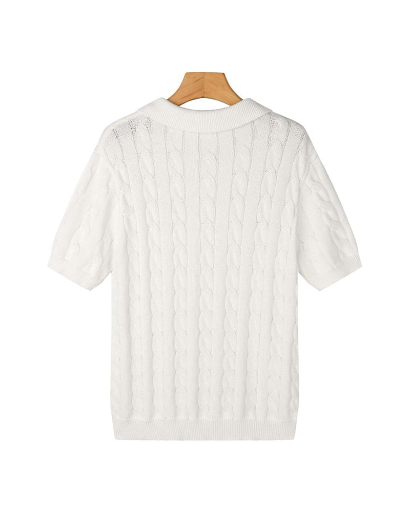 Poloshirt mit Zopfmuster