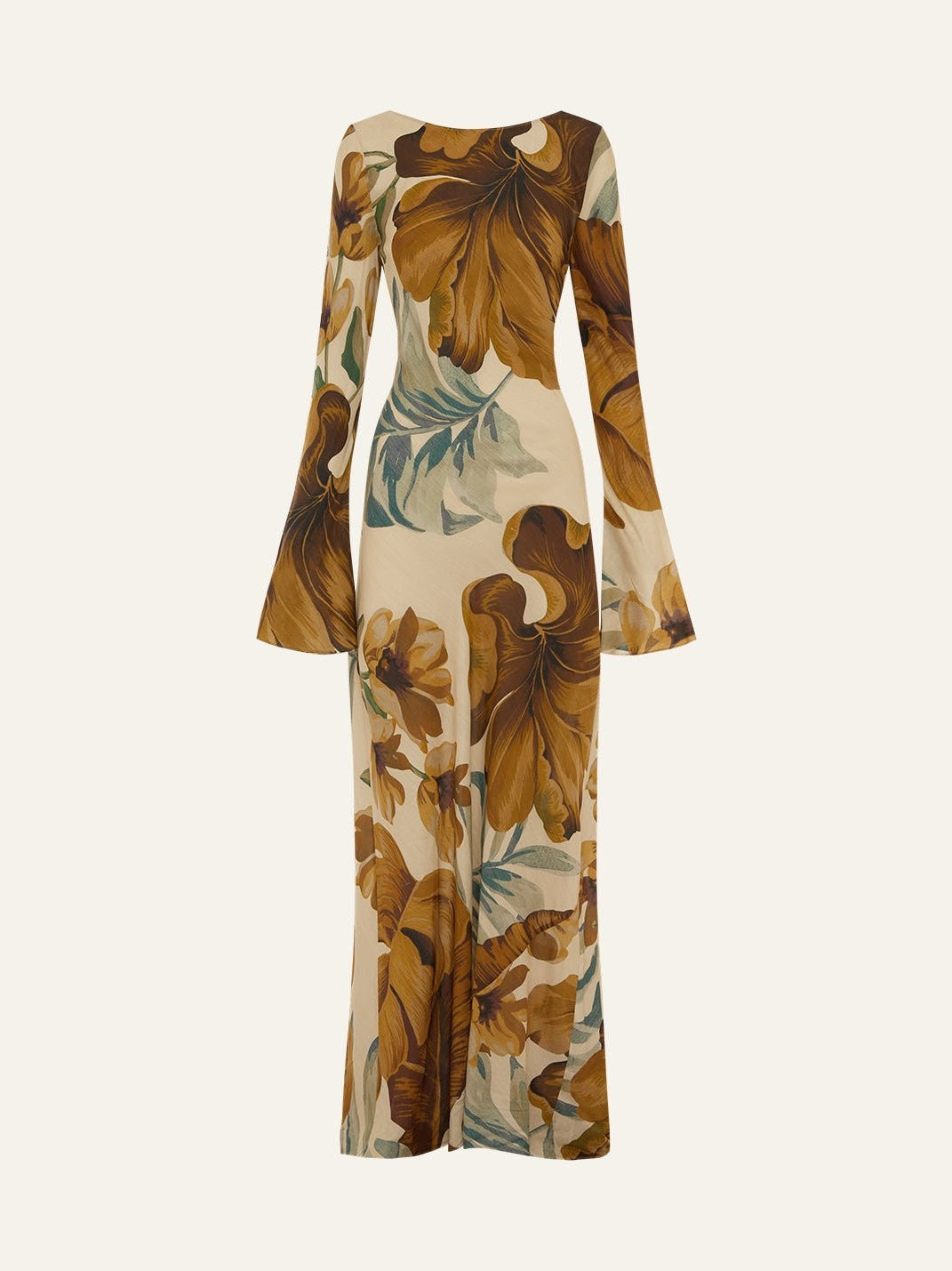 Maxikleid mit handgezeichneten botanischen Motiven