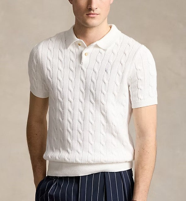 Poloshirt mit Zopfmuster