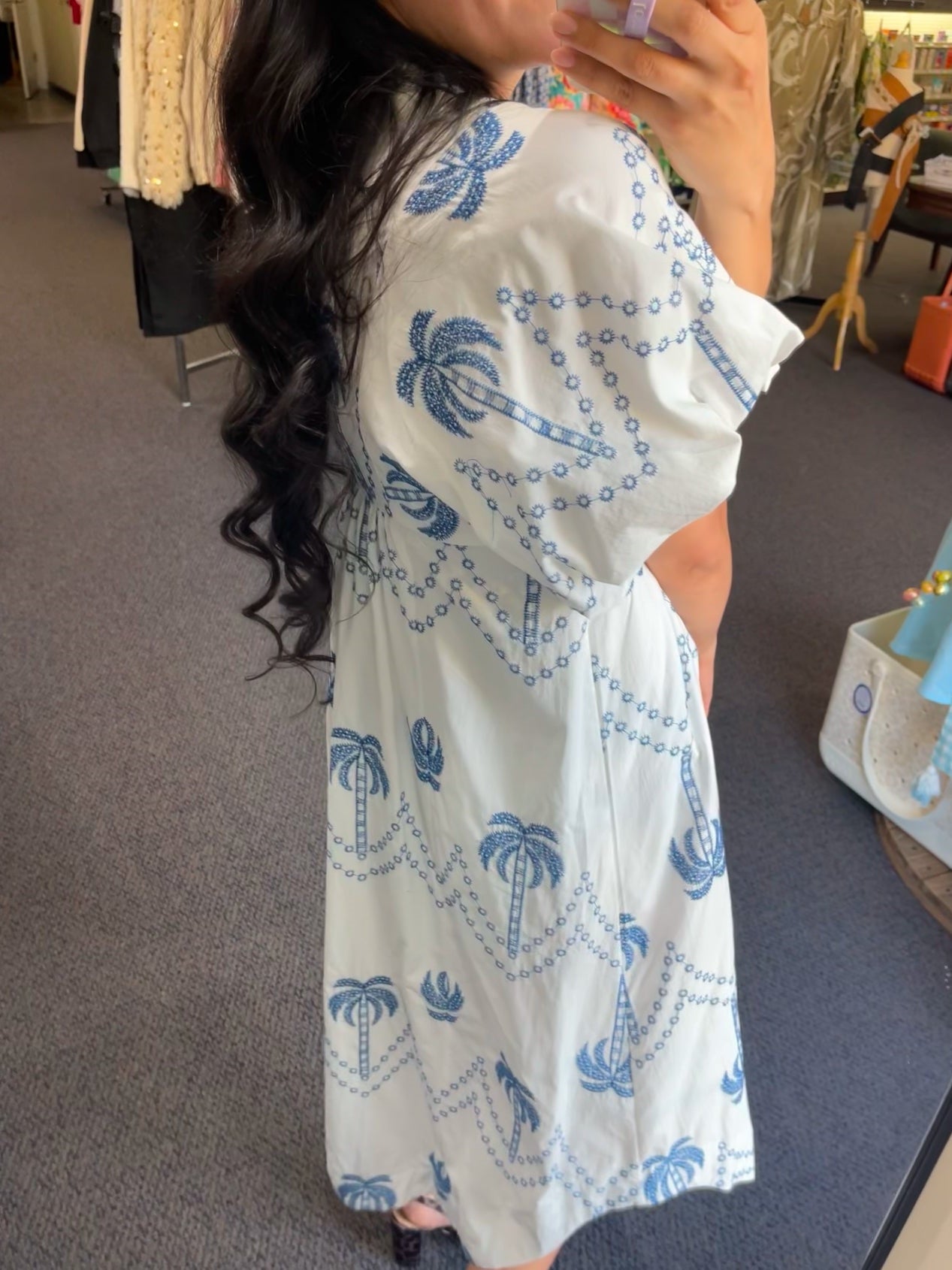 Midikleid mit Palmen-Print