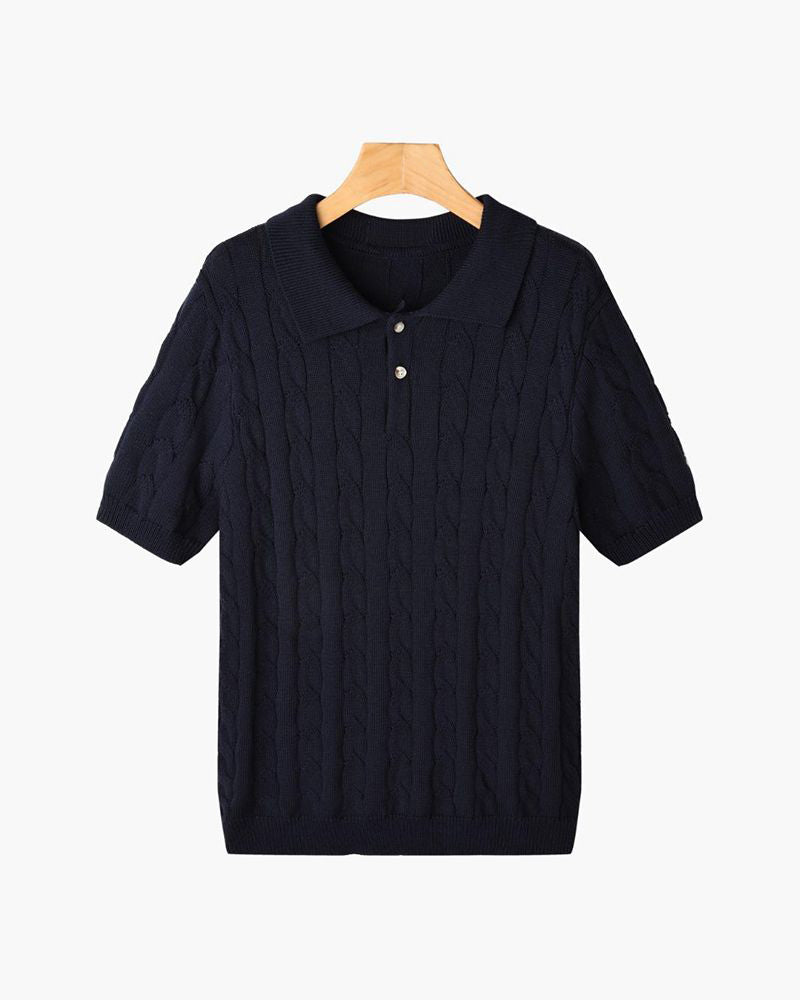 Poloshirt mit Zopfmuster