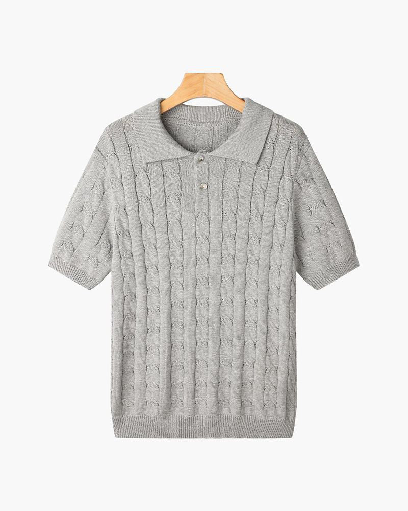 Poloshirt mit Zopfmuster