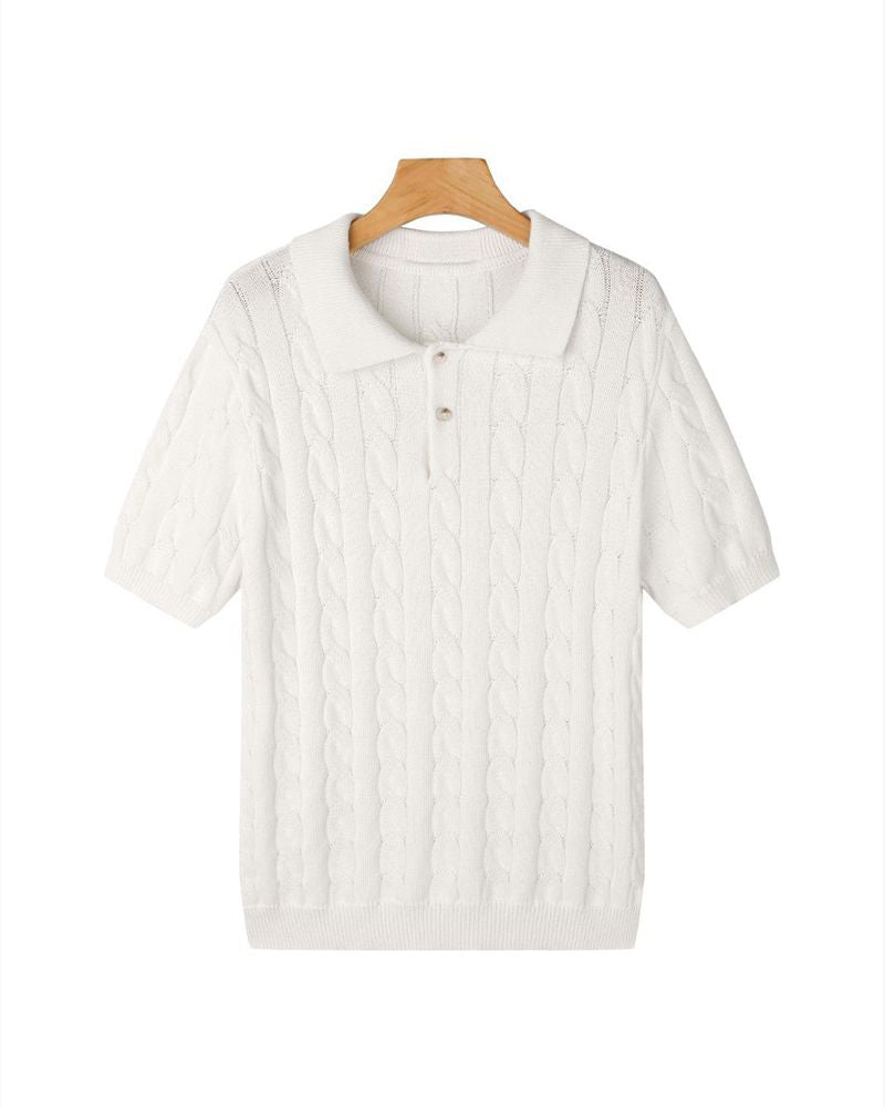 Poloshirt mit Zopfmuster