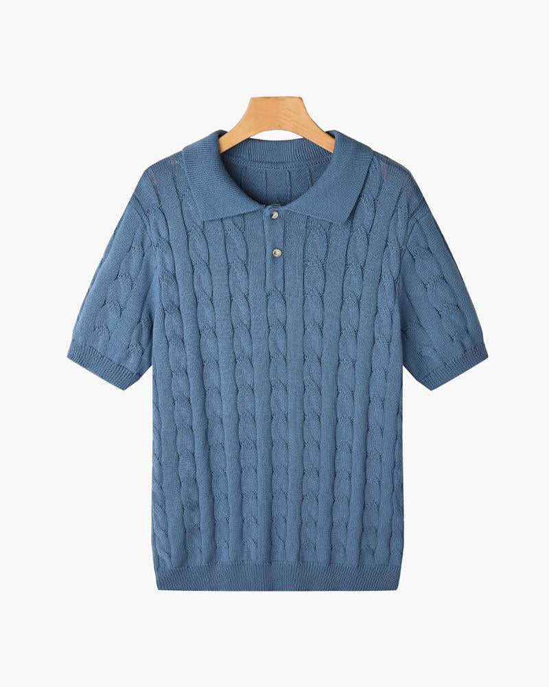 Poloshirt mit Zopfmuster