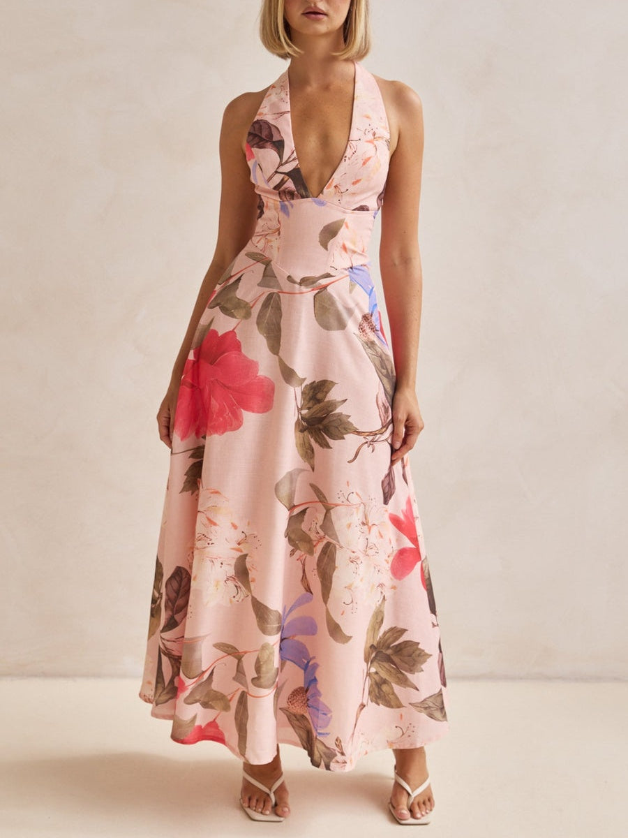 Maxikleid mit tiefem V-Ausschnitt