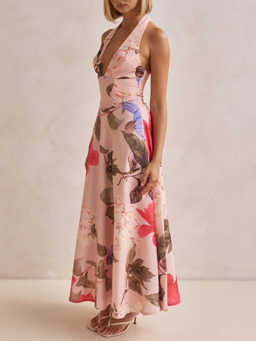 Maxikleid mit tiefem V-Ausschnitt