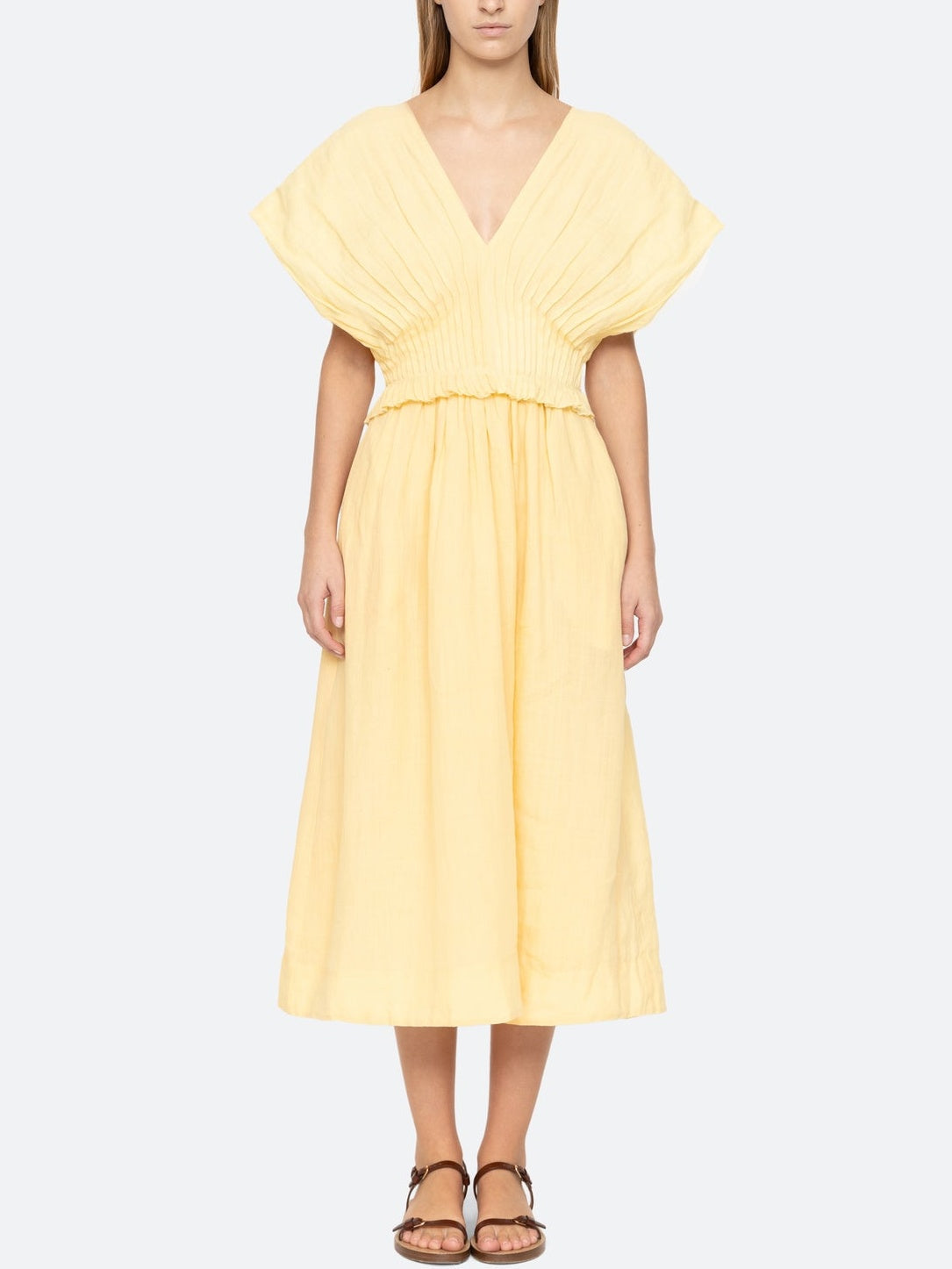 Midikleid mit übergroßen Ärmeln