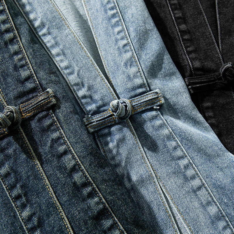 Denim-Kimono im Vintage-Waschungsstil