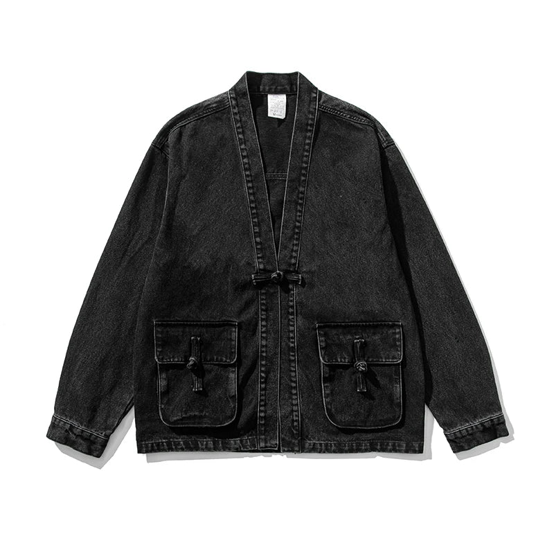 Denim-Kimono im Vintage-Waschungsstil