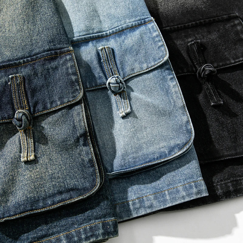 Denim-Kimono im Vintage-Waschungsstil
