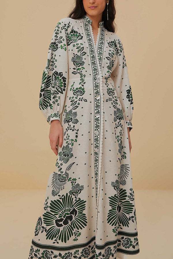 Einzigartiges Maxikleid mit Knopfleiste und langen Ärmeln