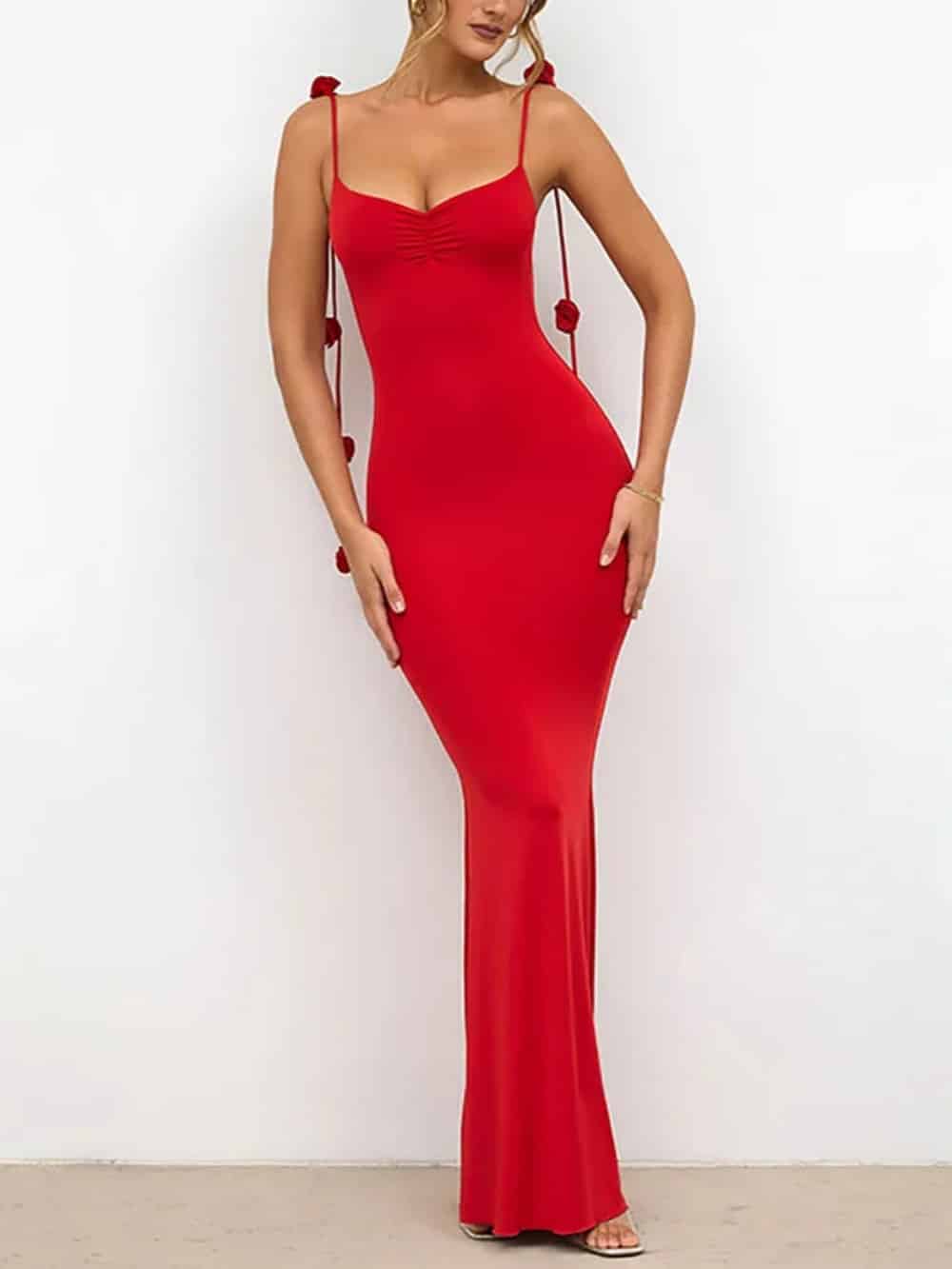 Rückenfreie, taillierte Maxikleider mit Camisole-Dekor