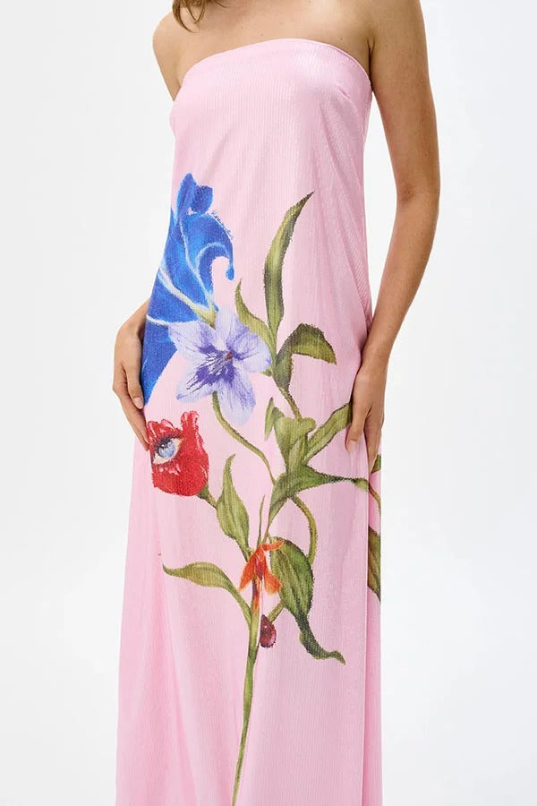 Special Night – Schulterfreies Maxikleid in A-Linie mit Pailletten und Blumenmuster