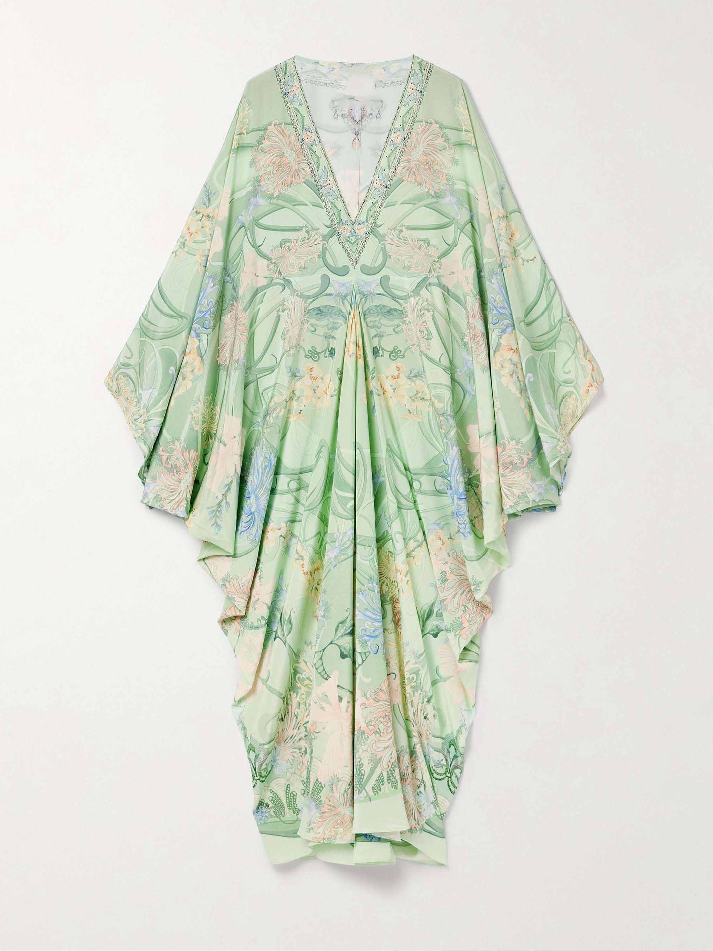 Einzigartiges, übergroßes Midikleid mit Blumenmuster und V-Ausschnitt