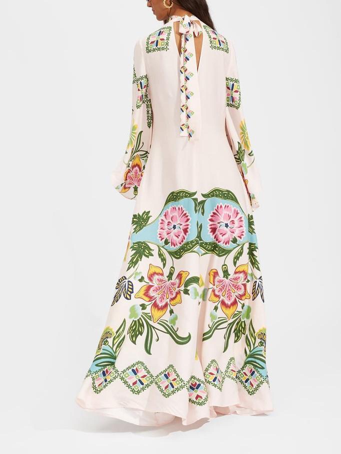 Exquisites, fließendes Maxikleid mit Blumendruck „Sunshine“