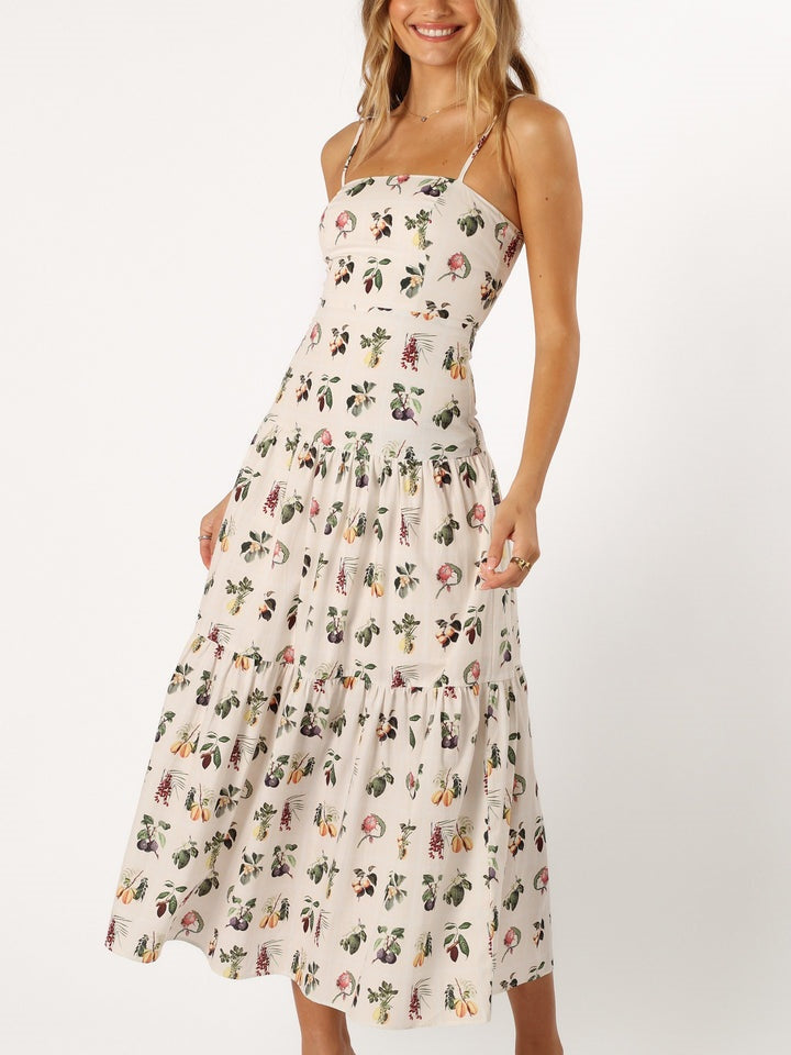 Midikleid mit Fruchtblumenmuster